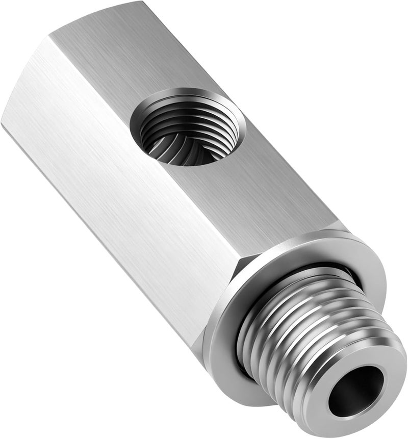 Senlinyu 1/4" NPT Oil Pressure Sensor Tee Adapter, 304 Stainless Steel Triple Port Fitting: 1/4" NPT Female to Male & 1/8" NPT Female for Gauge and Sensor Installation - Image 1